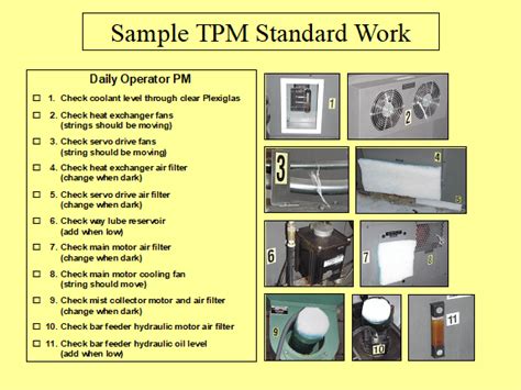 total productive maintenance examples|examples of tpm maintenance checklists.